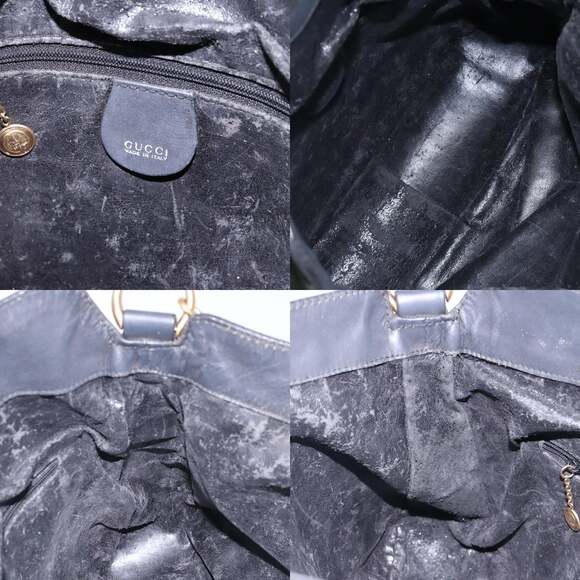 GUCCI Bamboo Hand Bag Suede Black Gold 001 001 - Picture 11 of 12